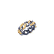 22K YELLOW GOLD & OXIDIZED SILVER “CARLA” RING WITH DIAMONDS, approx 7mm