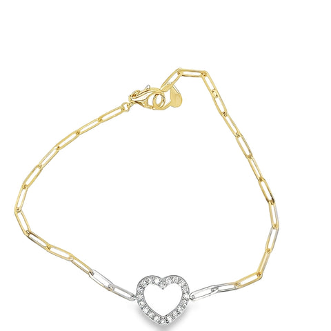 18K Yellow Gold Diamond Heart Bracelet